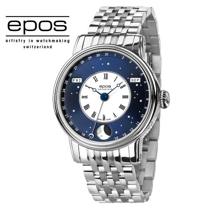エポス 腕時計（メンズ） エポス Vスタイル 3439VBLM 腕時計 メンズ 自動巻 epos OEUVRE D'ART V-Style メタルブレス