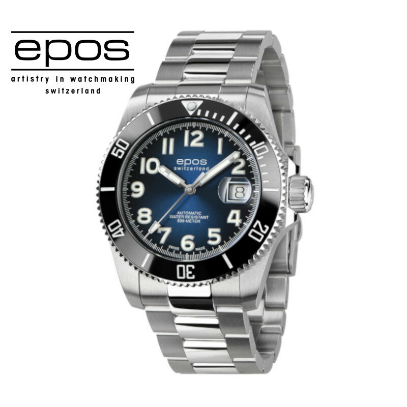 エポス 腕時計（メンズ） 【タイムセール】エポス スポーティブ ダイバー チタニウム 3504TIBLM 腕時計 メンズ 自動巻 epos Sportive Diver Titanium ダイバーズウォッチ メタルブレス チタン