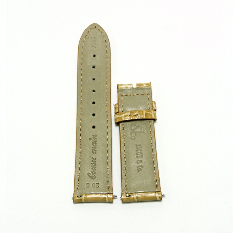 アウトレット ジェイコブ 純正レザーベルト JCCS 20mm ショート ベージュ バックルなし ワニ革 クロコ JACOB&CO. 腕時計 メンズ レディース 革ベルト