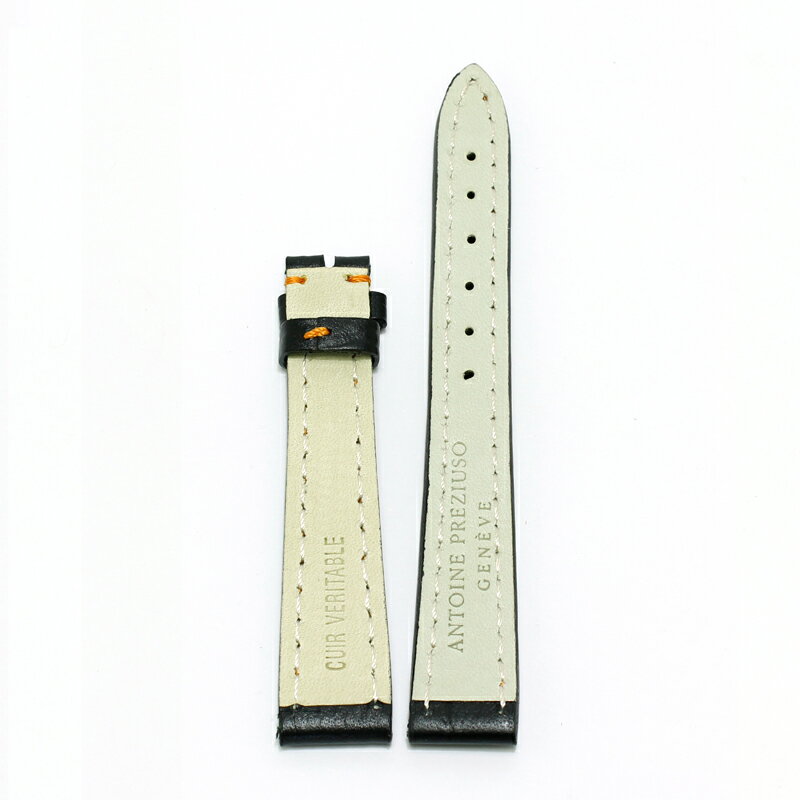 アウトレット アントワーヌ プレジウソ レザーベルト 厚め ブラック/オレンジステッチ レディース 15mm （バネ棒・尾錠なし） 革ベルト 腕時計