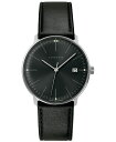 【タイムセール】ユンハンス マックス ビル 041 4465 02 サファイアクリスタル 腕時計 メンズ JUNGHANS Max Bill 041/4465.02 レザーストラップ ブラック系(2)