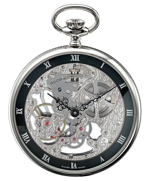 エポス 懐中時計 2089 Unitas6497 懐中時計 メンズ epos Pocket Watch ポケットウォッチ スケルトン 敬老の日 ギフト お祝い 還暦 喜寿 米寿 ブラック系