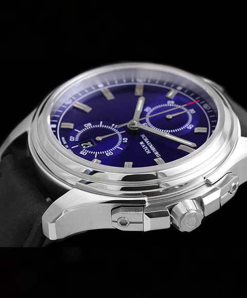 シャウボーグ アーバニッククロノグラフ URBANIC CHRONOGRAPH1 (BLブルーダイヤル) 腕時計 メンズ SCHAUMBURG 自動巻 レザーストラップ