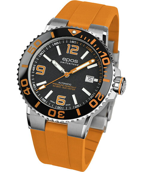 エポス 腕時計（メンズ） 【タイムセール】エポス スポーティブ ダイバー 3441ABKORORR 腕時計 メンズ 自動巻 epos SPORTIVE DIVER オレンジ系
