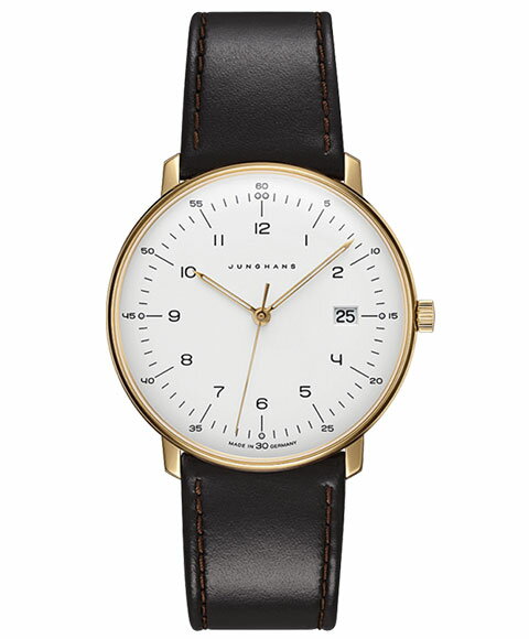 ユンハンス マックスビル 041 7872 02 サファイアクリスタル クォーツ 腕時計 メンズ JUNGHANS Max Bill by Junghans Quartz 041/7872.02 レザーストラップ ゴールド