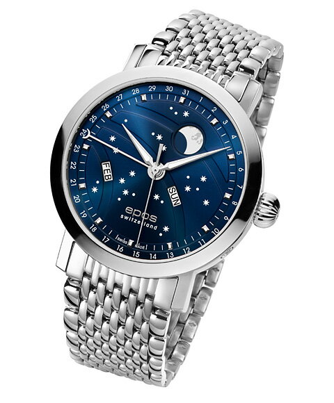 エポス ビジネス腕時計 メンズ エポス ナイトスカイ ビッグムーン 3440BLM 自動巻き 腕時計 メンズ epos Big Moon ブルー系