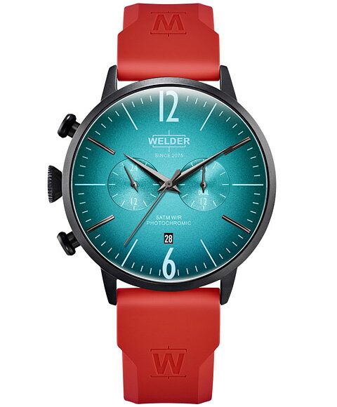 特価品 ウェルダー ムーディ ラバーストラップ WWRC521 腕時計 メンズ WELDER MOODY DUAL TIME 45MM RUBBER STRAP レザーストラップ レッド系