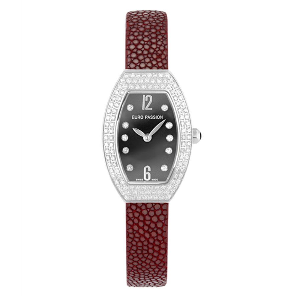 John Harrison - アウトレット ユーロパッションウォッチ トノー・パヴェ 921BA-GRD 腕時計 レディース EURO PASSION WATCH Tonneau Pave ワインレッド系