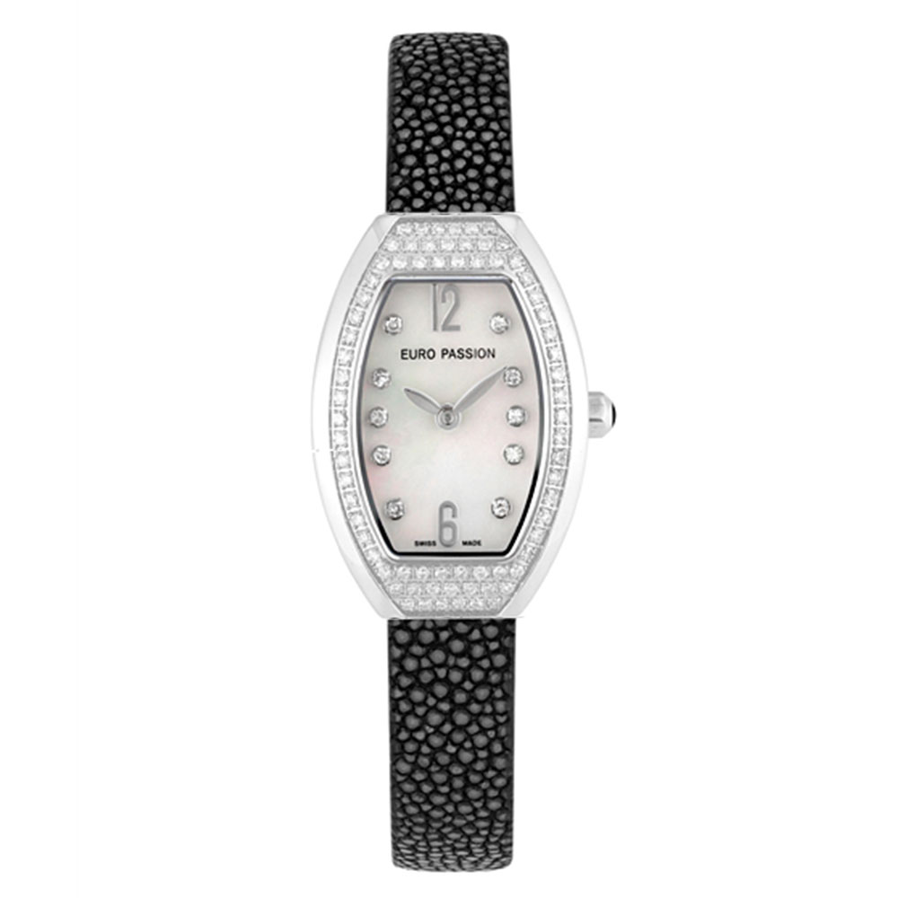 Rakuten - アウトレット ユーロパッションウォッチ トノー・ハーフパヴェ 923WA-GBK 腕時計 レディース EURO PASSION WATCH Tonneau Half Pave ブラックベルト