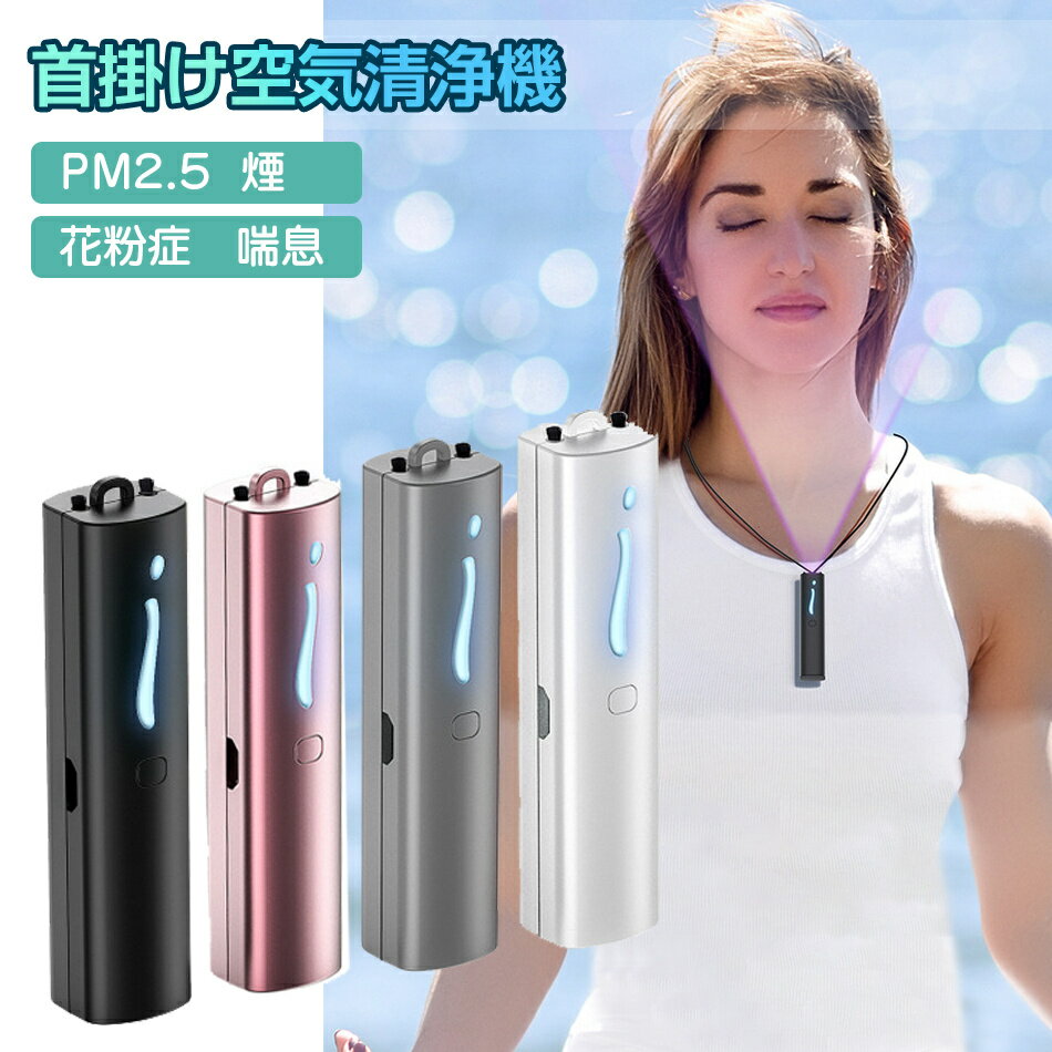 携帯 首掛け空気清浄機 汚染物質 除去 空気 花粉 タバコ 煙 首かけ 小型 携帯用 コンパクト 充電式 空..