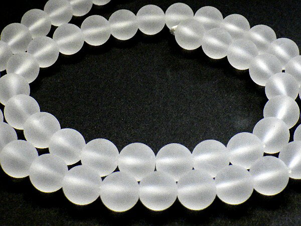 フロスト水晶 8mm 約39cm 丸玉 連売 連売り つや消し 天然石 全国送料無料