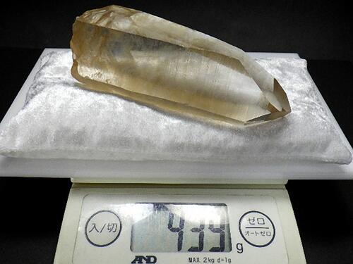 レムリアンクォーツ 439g 11cm 天然水晶 台座付き ライトオレンジ タンジェリーナクォーツ 大きいサイズ セラ・デ・カブラル産 送料無料 NO.350