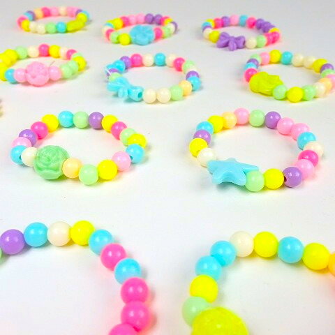 ゆめかわビーズブレスレット 25個セット【景品 ネックレス 女の子 おもちゃ 縁日 お祭り お子様ランチ ..