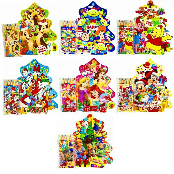 ディズニークリスマスぬりえセット 24個セット【景品 文房具 文具 新入学 幼稚園 子ども会 子供会 イベント 鉛筆 ノート 消しゴム】のサムネイル