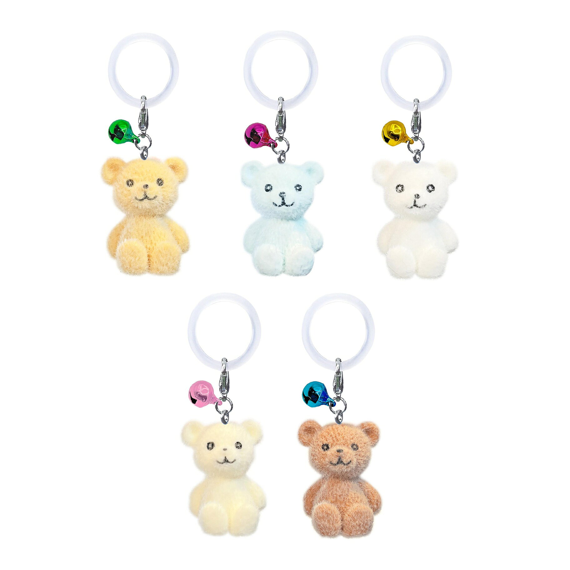 鈴付フロッキーくまちゃんワンポイントチャーム 50個セット【景品 縁日 お祭り 夏祭り 景品玩具 おもちゃ 子供会 自治会 知育玩具 知育 ランチ景品 お子様ランチ イベント】