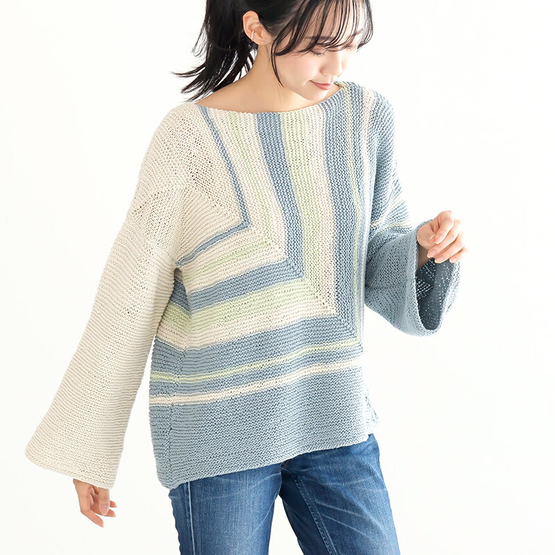 【 無料編み図公開 / 作品 】351PU スクエアラインプルオーバー【351】orgabits One（オーガビッツ ワン）2024/02/05のサムネイル