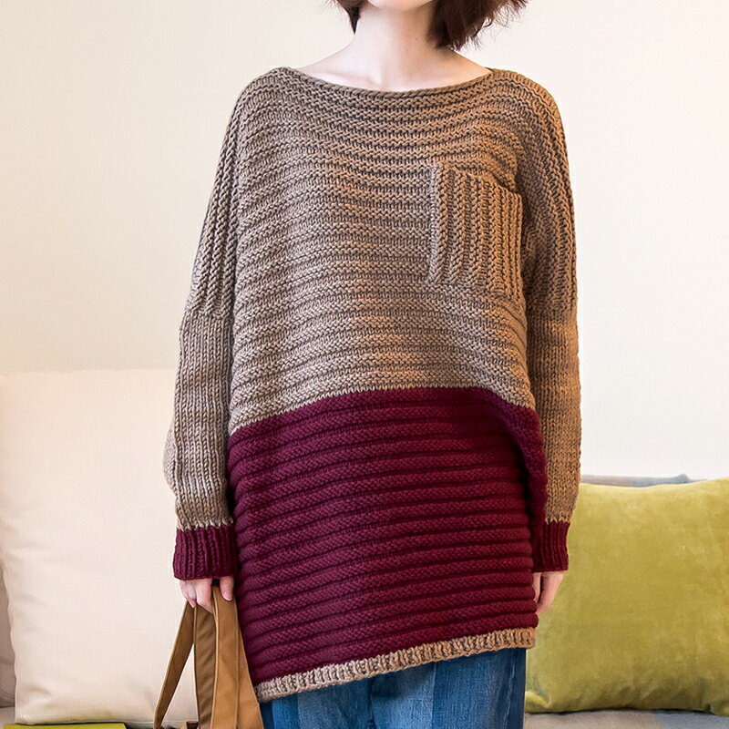 【 無料編み図公開 / 作品 】219W-02 オーバーセーター【521】ソフトメリノ極太2019/11/06のサムネイル