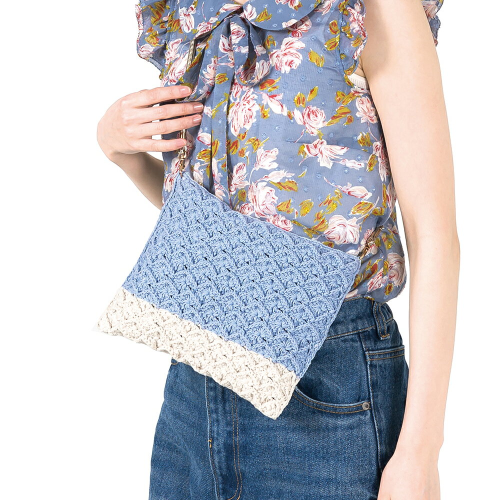 【 無料編み図公開 / 作品 】220S-07 クラッチ（サコッシュ）【1262】コットン・ニィート（S）・ラメ Tiara（ティアラ）（完売終了）2020/05/08のサムネイル