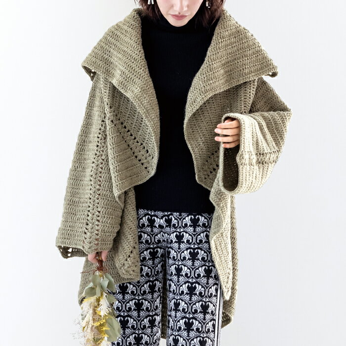 【 無料編み図公開 / 作品 】222aw-08 円形のカーディガン【Z2010】グランディールモデル身長：161cm2022/9/2のサムネイル