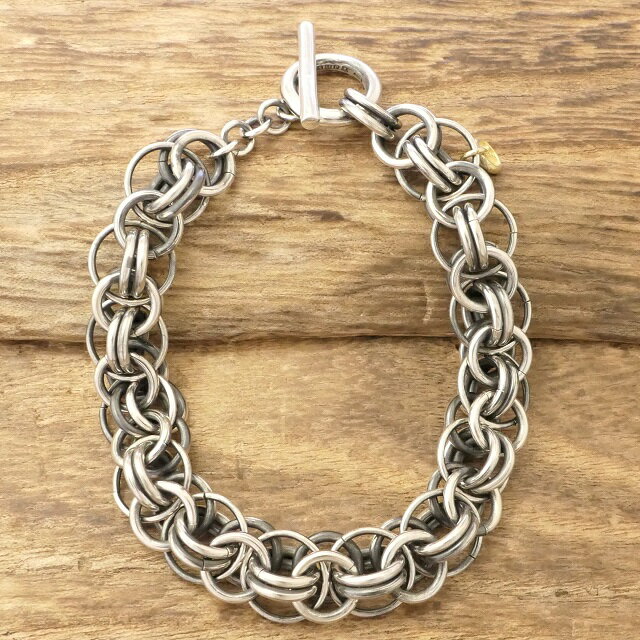 amp japan(アンプジャパン)ヘルム ブレスレットメンズ レディースシルバー925 丸カン チェーン 真鍮 チャーム 燻し Tバーハンドメイド ジュエリー...