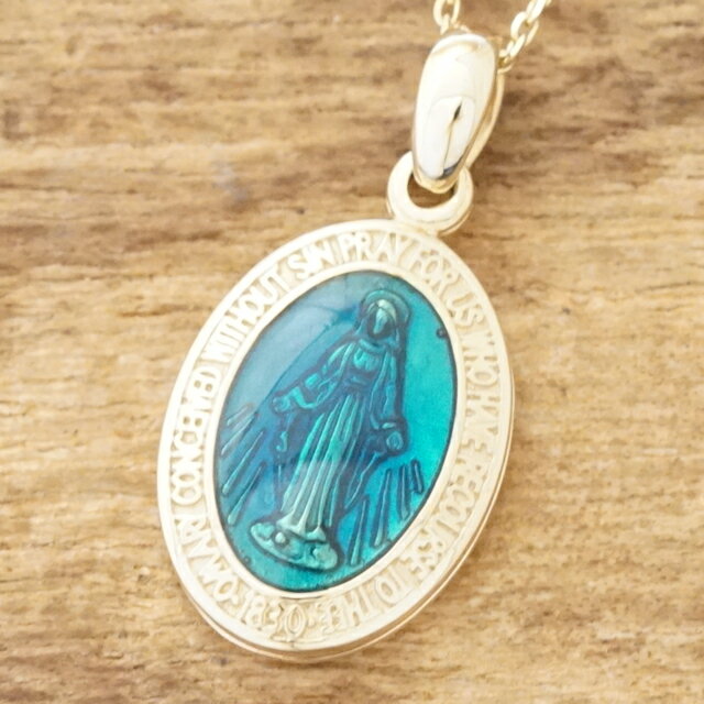 amp japan(アンプジャパン) K10 ゴールド ネックレス マリア ブルー教会 祈り 奇跡 希望 お守り 十字架マリア様 聖母マリア キリシタン キリス...