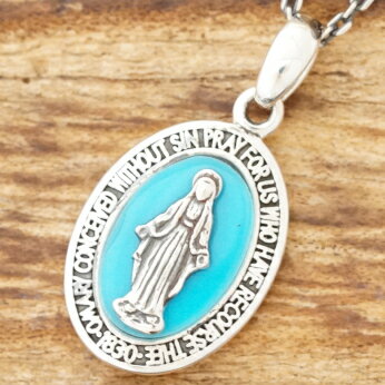 amp japan(アンプジャパン)マリア ネックレス ターコイズメンズ レディースシルバー 925 トルコ石 スライド ロケット お守りマリア様 聖母マリア ...