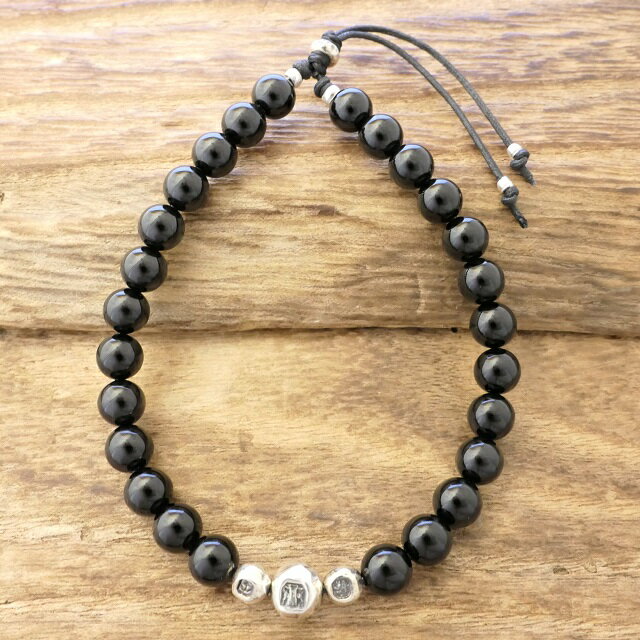 amp japan(アンプジャパン)オニキス ブレスレット メンズ レディース天然石 数珠 パワーストーン 魔除け お守りシルバー ビーズ ホールマークハンドメ...
