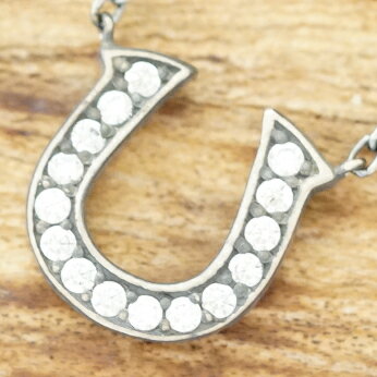 amp japan(アンプジャパン)ホースシュー ネックレス ブラックメンズ レディース馬蹄 ヒズメ ブラック 燻しシルバー 925 キュービックジルコニアヴィ...