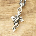 エムズコレクション(M's collection)クロス ネックレス メンズ レディースツタ 唐草 シルバー925 燻し チェーン付ハンドメイド ジュエリーシルバーアクセサリーロック バンド アメカジ バイカーX0291【ギフト包装対応】【送料無料】