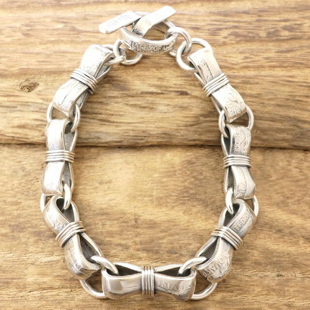 NORTH WORKS(ノースワークス)コイン ブレスレットメンズ レディースクウォーターコイン 銀線 シルバー 銀貨インディアンジュエリー ナバホ族ハンドメイ...