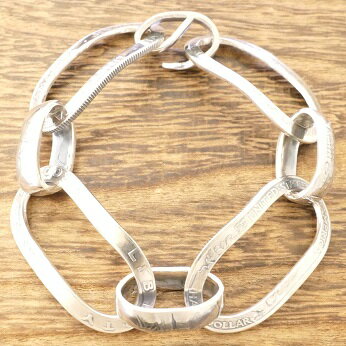 NORTH WORKS(ノースワークス)コイン ブレスレット メンズ 大きめ 太めシルバー ハーフダラー 50セント 銀貨ヴィンテージコインインディアンジュエリ...