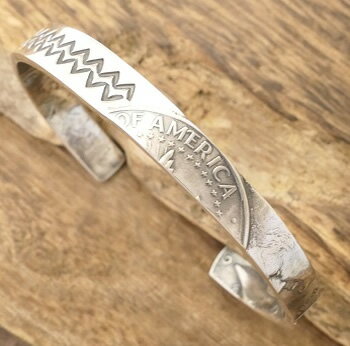 NORTH WORKS(ノースワークス)コイン バングル メンズ レディースシルバー 銀貨 50セント ハーフダラーナバホ スタンプ 刻印 燻しインディアンジュ...