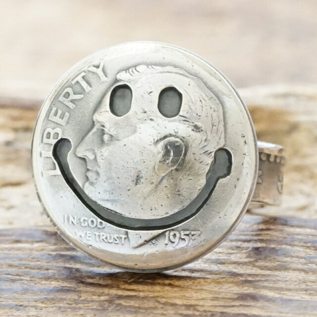 NORTH WORKS(ノースワークス)スマイル コイン リング メンズ レディースシルバー 指輪 銀貨 ニコちゃんモルガンダラー 1$ ヴィンテージコインハン...