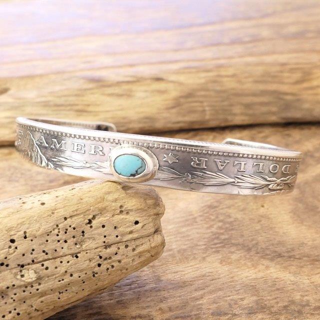 NORTH WORKS(ノースワークス)ターコイズ コイン バングルメンズ レディースシルバー ヴィンテージコインハンドメイド スタンプシルバーアクセサリー 銀...