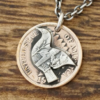 NORTH WORKS(ノースワークス)バード コイン ネックレス メンズ レディース鳩 平和 シルバー 銀貨 銅貨 ヴィンテージコインハンドメイド アクセサリ...