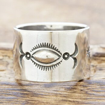 NORTH WORKS(ノースワークス)インディアンジュエリー リング メンズ レディースシルバー 指輪 平打ち 幅太 大きめナバホ スタンプ シンプル ハンド...