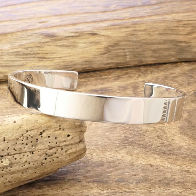 NORTH WORKS(ノースワークス)平打ち バングル メンズ レディースシルバー シンプル スタンプ 刻印 クロス 十字架ハンドメイド ジュエリーファッショ...