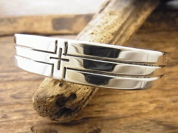 NORTH WORKS(ノースワークス)インディアンジュエリー バングル メンズシルバー ヴィンテージコインクロス 十字架ハンドメイド スタンプW-411【ギフ...