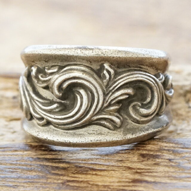 QUETZAL(ケツァール)唐草 リング メンズ レディースシルバー 925 指輪 燻し 太め 幅太 ゴツメアイヴィー アラベスク 蔦ヴィンテージ アンティーク...