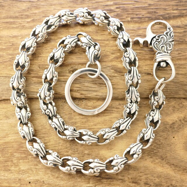 ウォレットチェーン シルバー925百合の紋章 ユリ BSフレア リリー中世ヨーロッパ ゴシック 美術Silver925 925 Stering銀 銀細工 クリップ 2重カンハーレー バイカー アメカジ ロック バンド ビジュアル系 ハードWC-100【送料無料】
