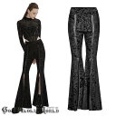 当日発送 即納 【ゴスロリワールド】PUNKRAVE チャイナ風スリットプリーツ ロングパンツ ゴシック パンク ロック ロリータ ビジュアル系 ヴィジュアル系...
