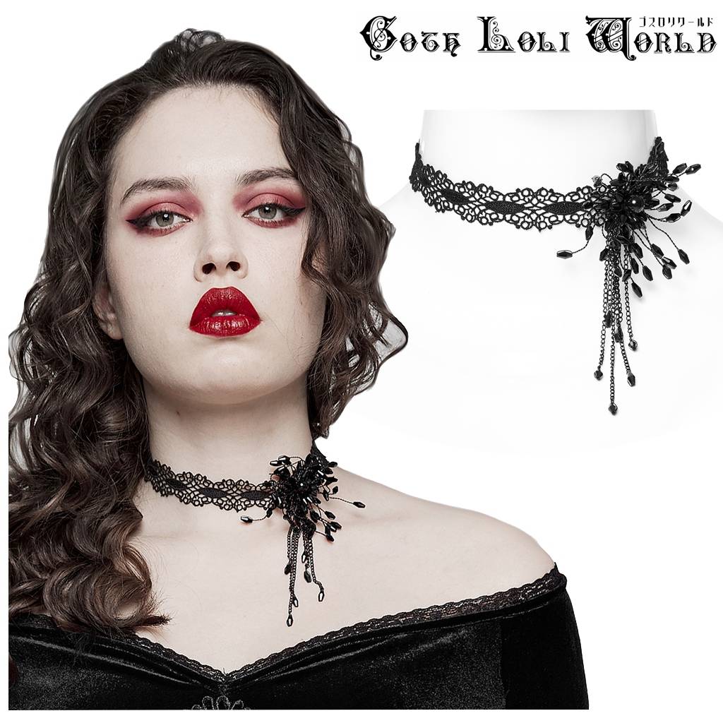 当日発送 即納 【ゴスロリワールド】PUNKRAVE カニカン留めゴシックディティール チョーカー ブラック ゴシック パンク ロック ロリータ ビジュアル系 ...