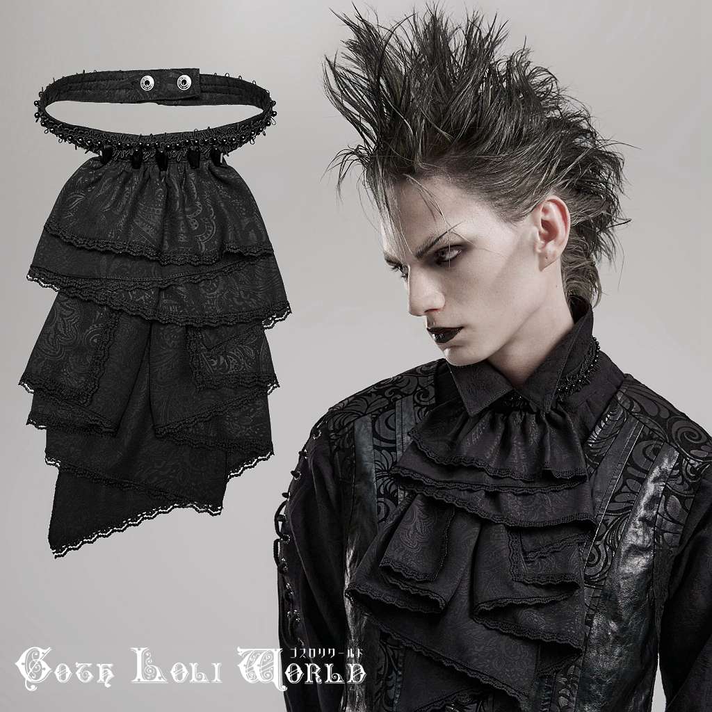 当日発送 即納 WS-589LHM-BK ゴシックファッション レース ジャボ メンズ ゴシック ヴィジュアル系 V系 モード系 サブカル コスプレ 個性的 ラ...