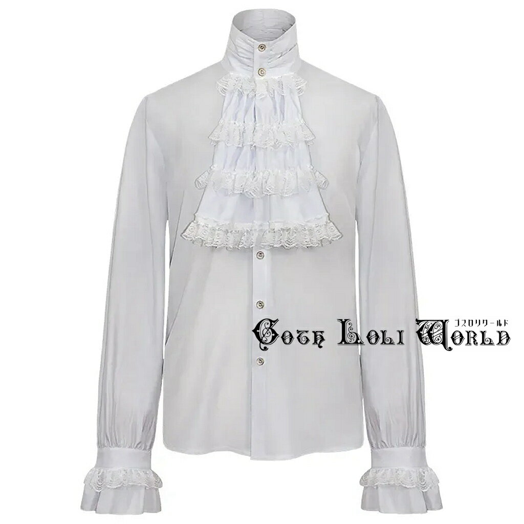 当日発送 即納 SJM127CE スチームパンク ファッション 飾りボタンシャボ ブラウス シャツ 白色 ホワイ..