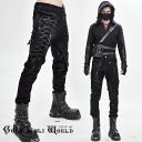お取り寄せ商品 PT112 ゴシック ファッション ダメージ レースアップ ロングパンツ パンク ロック ビジュアル系 ヴィジュアル系 V系 ダーク メンズ フ...