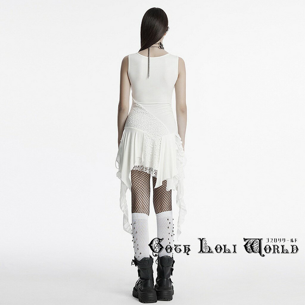 当日発送 即納 OQ-809LQF-WH ゴシックファッション ノースリーブ タイト チュニック ホワイト 白色 ゴシック ゴスロリ ビジュアル系 ヴィジュアル系 V系 サブカル コスプレ ライブ ステージ 舞台 仮装 SM サイバー ハロウィン 衣装