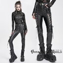 当日発送 即納 PT271 ゴシックファッション フェイクレザー レースアップ ロングパンツ ゴシック パンク ロック ビジュアル系 V系 サブカル 個性的 ラ...