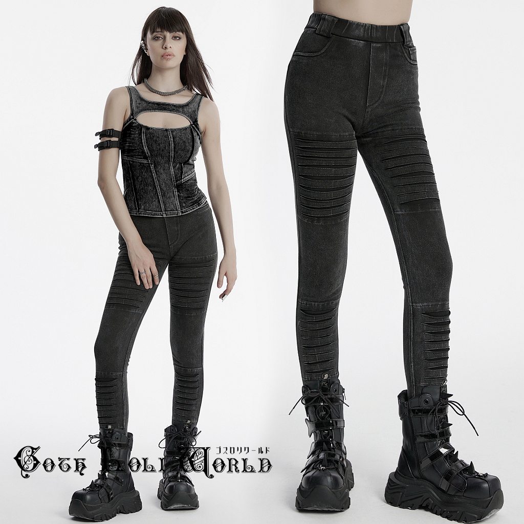 当日発送 即納 OK-686NCF-BK パンクファッション ダメージデニム スキニー ロングパンツ ゴシック パンク ロック ビジュアル系 ヴィジュアル系 V系 サブカル コスプレ ライブ衣装 舞台衣装 ステージ衣装 イベント衣装 仮装 SM サイバー ハロウィン 衣装