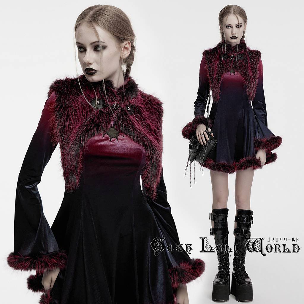 当日発送 即納 OS-749WJF-BK-RD 地雷系 ファッション ふわふわ ショート ベスト アウター 赤色 ゴシック ビジュアル系 ヴィジュアル系 V系 地雷系 サブカル コスプレ 個性的 ライブ衣装 舞台衣装 ステージ衣装 イベント衣装 仮装 サイバー ハロウィン 衣装