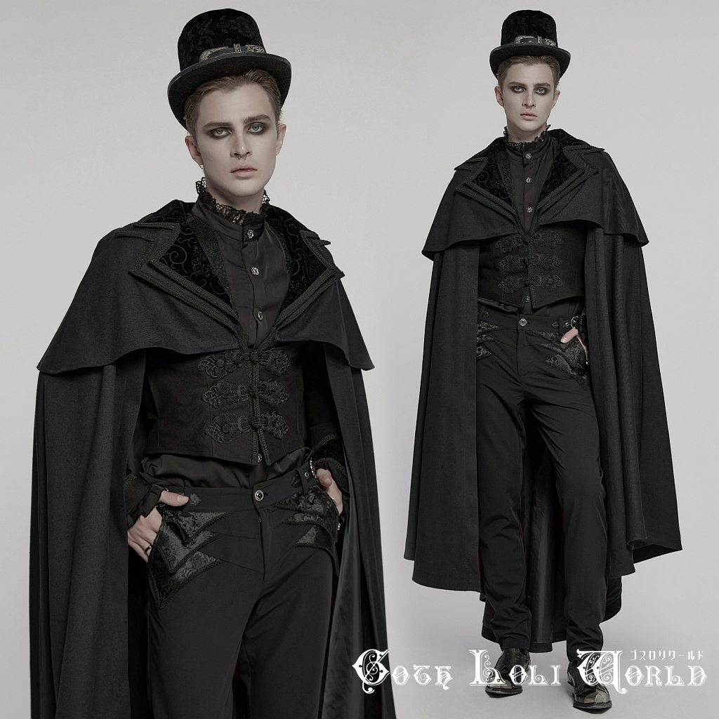 予約商品 WY-1810DPM-BK ゴシック ファッション クローク マント 紳士 ジェントルマン 貴族 男爵 ゴシック スチームパンク ビジュアル系 ヴィジ...